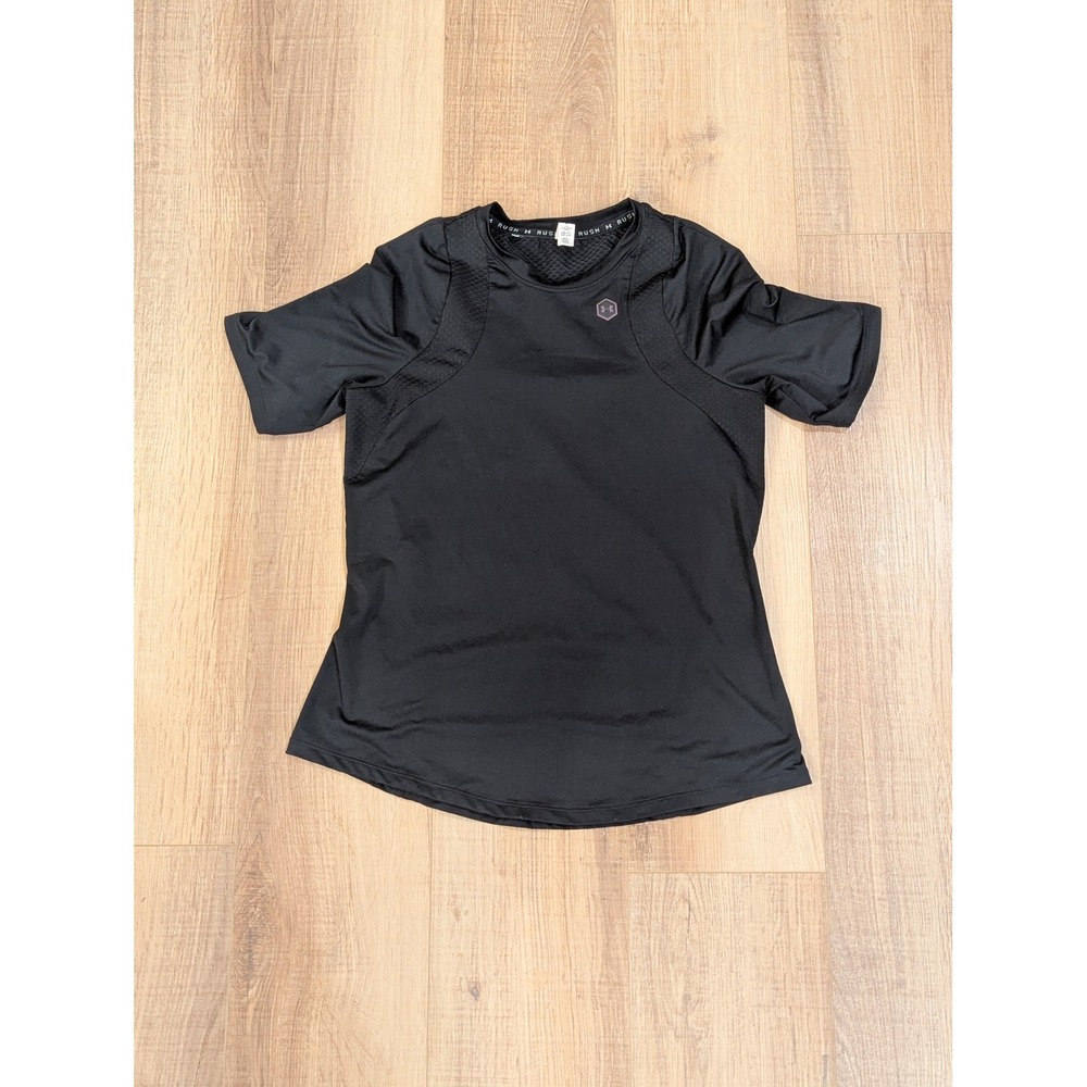 Under Armour Rush HeatGear Compression Shirt Womens Med. Black Short Sleeve SS20